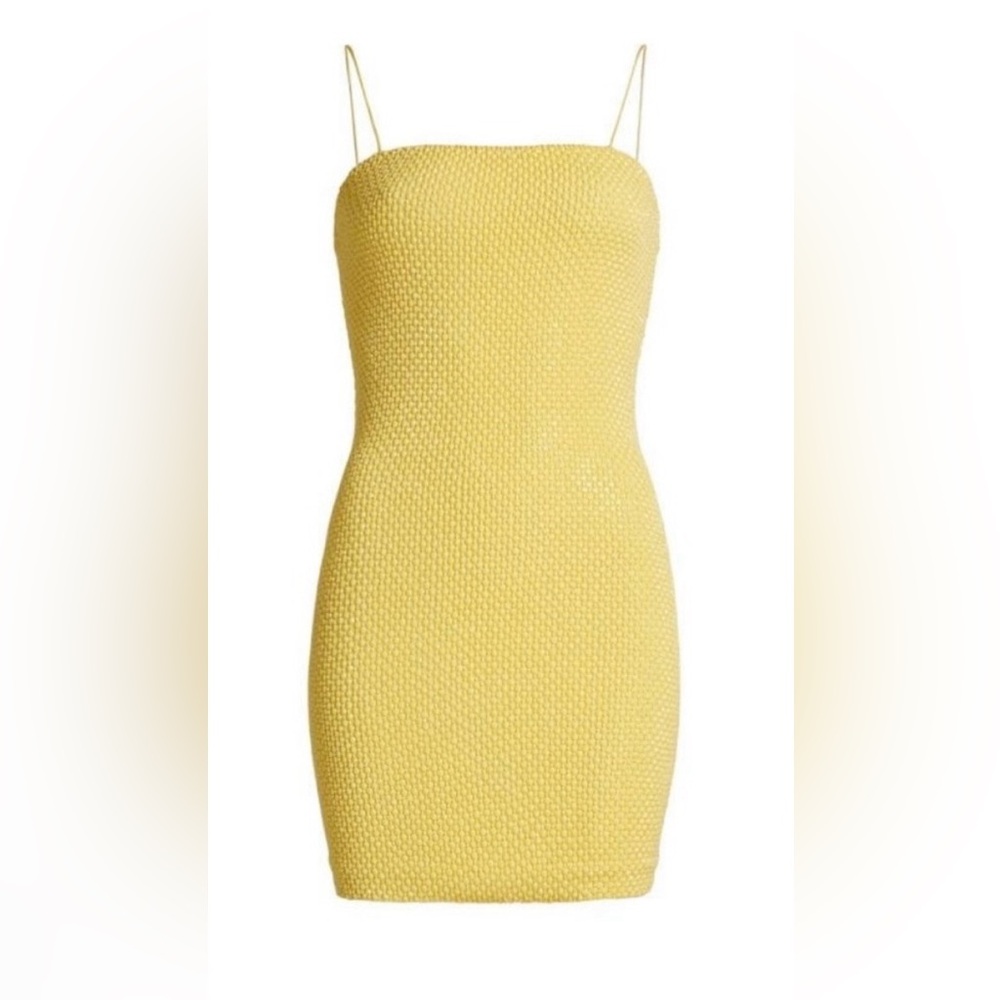 NWT Alice + Olivia Bright Yellow Sleeveless Dress with Spaghetti Straps